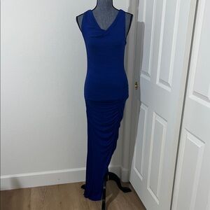 Express Royal Blue Draped Maxi Dress